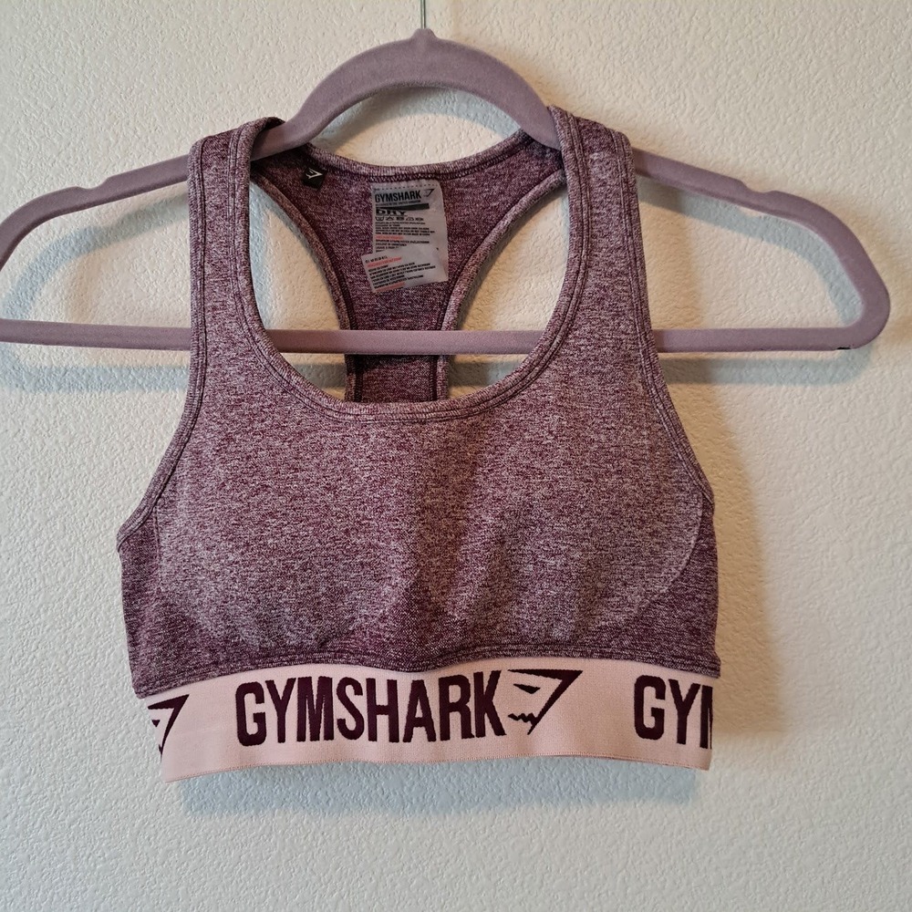 Gymshark Flex Sports Bra‎ Burgundy Pink Marl Racerback Seamless DRY Small